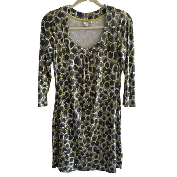 Boden Gray Circle Print Jersey Knit Short Mini 3/4 Sleeve Dress Women’s 8 Medium - Picture 1 of 4